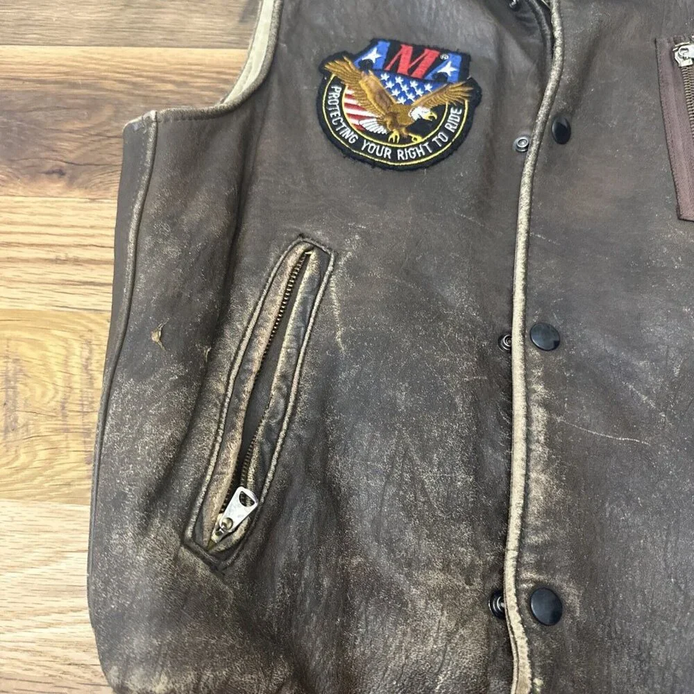 Avirex Authentic Leather Aviation Vest Vintage AMA
